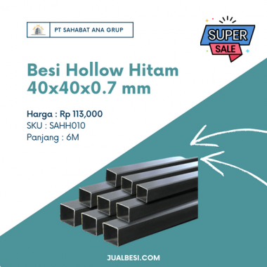 Besi Hollow Hitam 40x40x0.7 mm