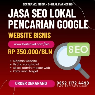 Paket Jasa SEO Lokal Website Muncul di Pencarian Google Halaman 1 per Bulan oleh Bertravel Media
