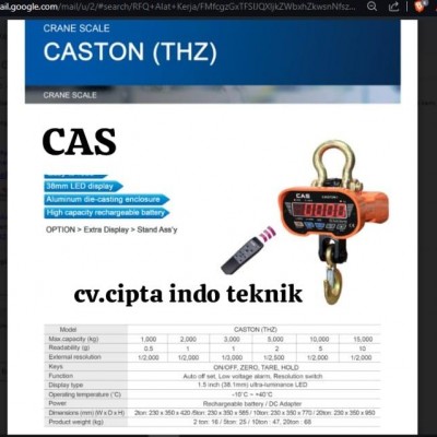 TIMBANGAN GANTUNG 10 TON CASTON THZ MERK CAS